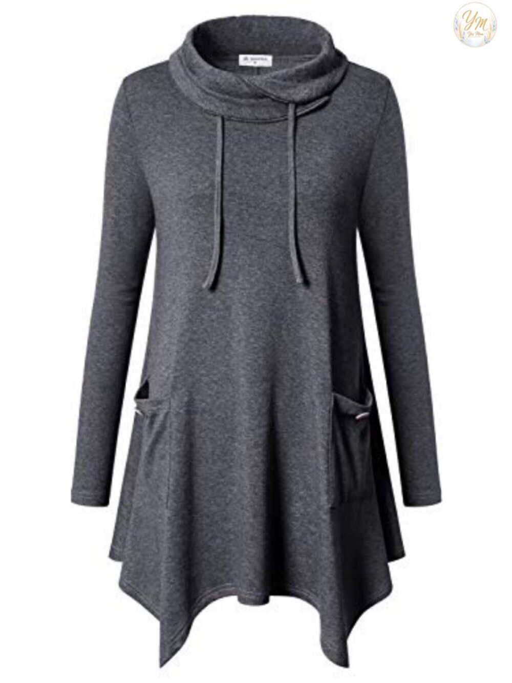 Womens Asymmetrical Tunic Sweater Cowl Neck Long Sleeve Pullover for Leggings